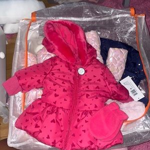 Brand new girl infant winter coat with mittens